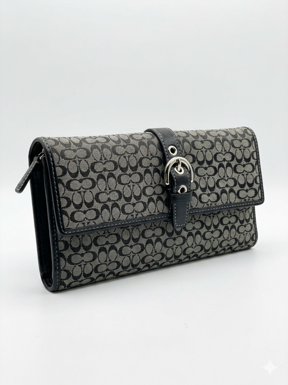Coach Monogram Clutch in Gray and Black